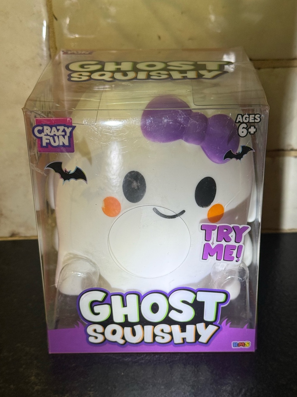 Crazy Fun Ghost Squishy Toy - Girl ghost with Purple Bow